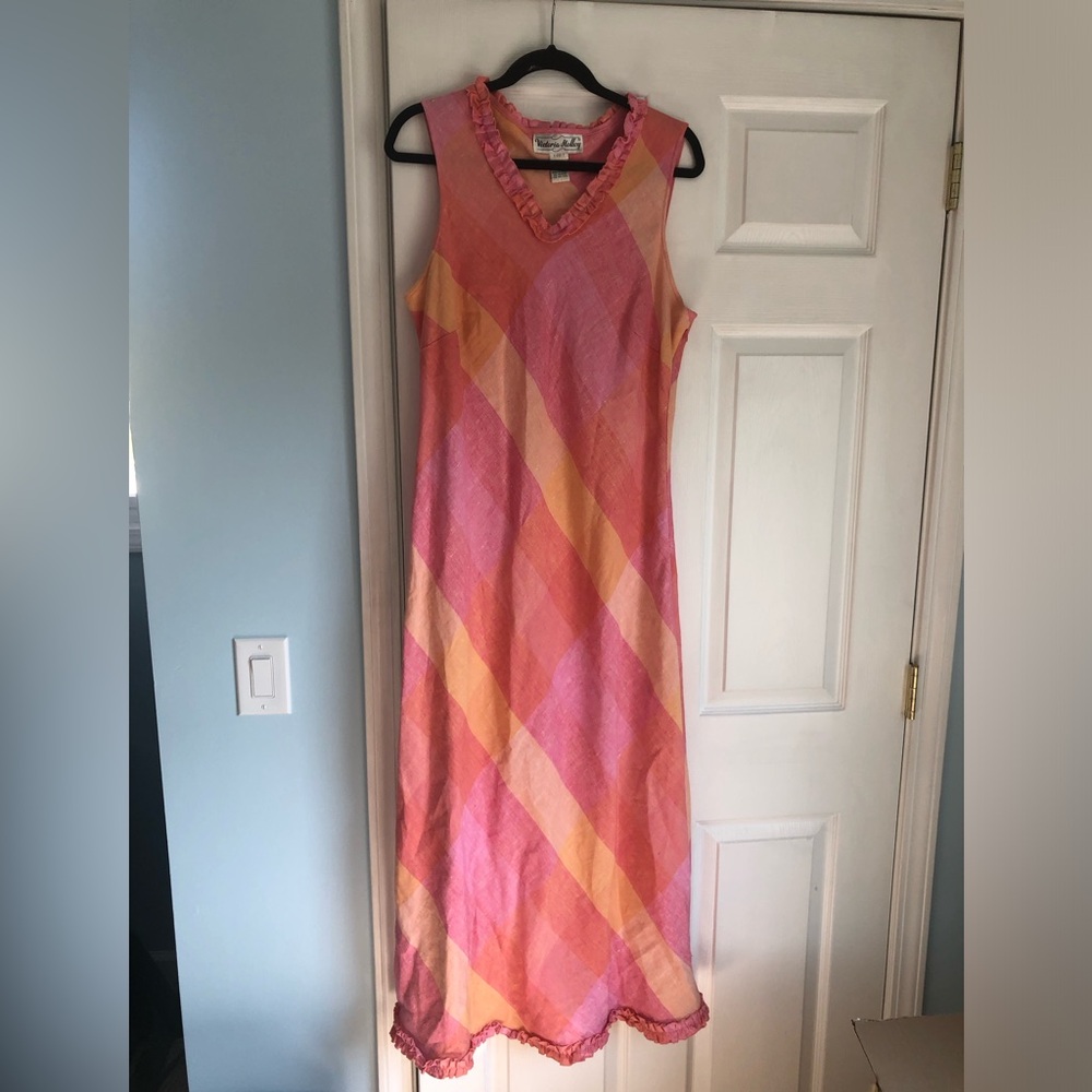 Vintage Victoria Holley 100% Linen Bias Cut Sheath Dress size 14